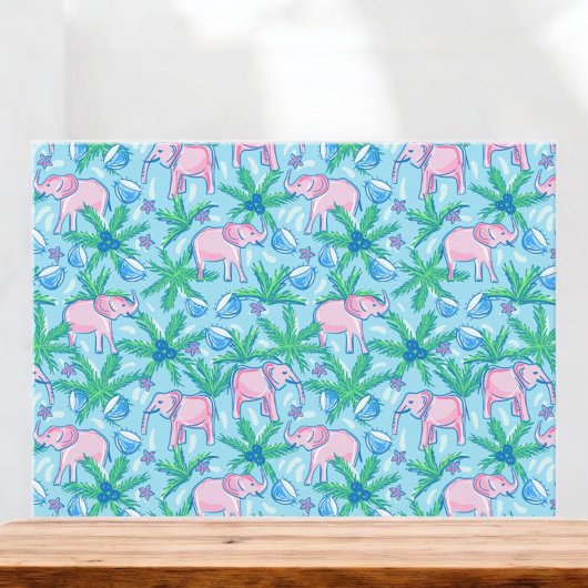 ピンク名門私立校風のゾウ熱帯性ココナッツパームツリー ノートカード