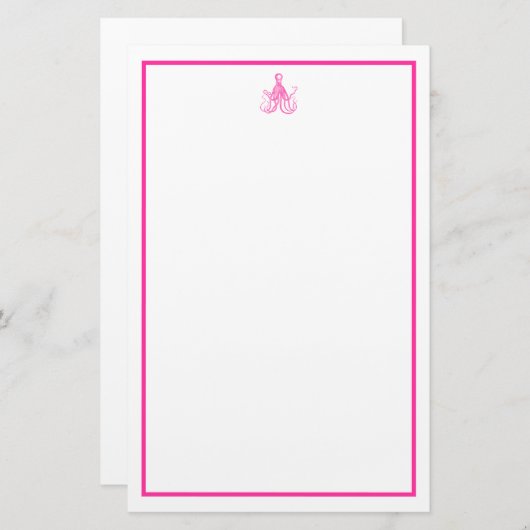 ピンク名門私立校風のタコ 便箋 (正面/裏面)