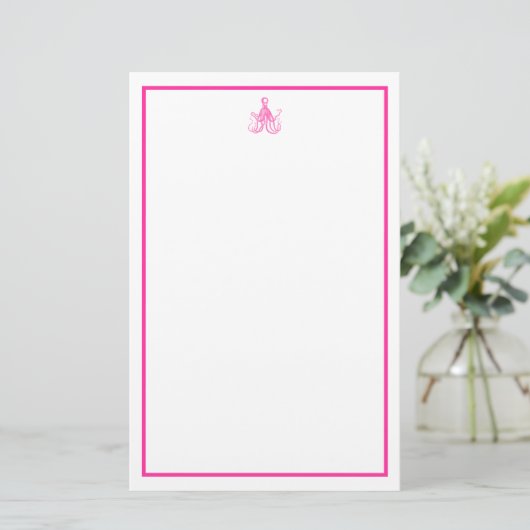 ピンク名門私立校風のタコ 便箋 (スタンド正面)