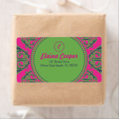 ピンク名門私立校風のダマスク ラベル (インサイチュ)