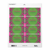 ピンク名門私立校風のダマスク ラベル (フルシート)