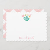 ピンク名門私立校風のティーセット文房具ノートカード シーズンカード (正面/裏面)