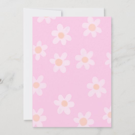 ピンク名門私立校風のデイジーY2Kハッピー顔パーティー誕生日 招待状 (裏面)