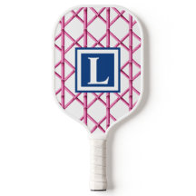 ピンク名門私立校風のトレリス竹パターンモノグラム