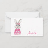 ピンク名門私立校風のハートボウバニー ノートカード (正面)