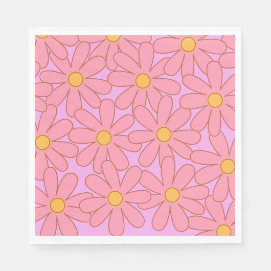 ピンク名門私立校風のパープルフローラシンプル花柄 スタンダードランチョンナプキン (正面)