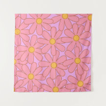 ピンク名門私立校風のパープルフローラシンプル花柄