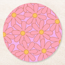 ピンク名門私立校風のパープルフローラシンプル花柄