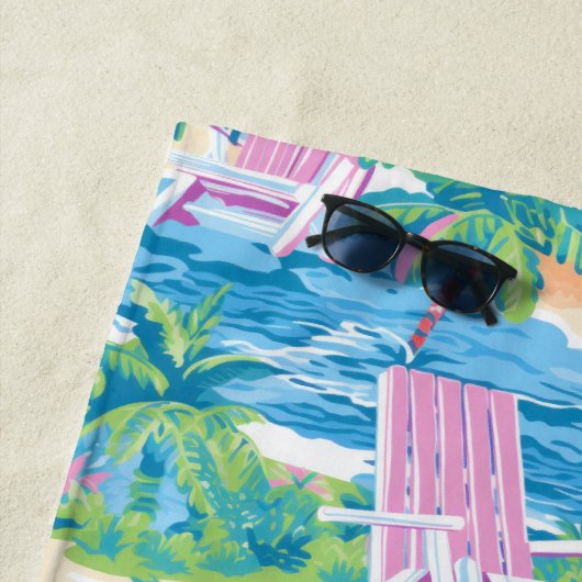 ピンク名門私立校風のビーチ椅子 |ビーチハウス ビーチタオル (インサイチュ)