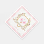 ピンク名門私立校風のピックボール |カスタム誕生日年 スタンダードランチョンナプキン (角)