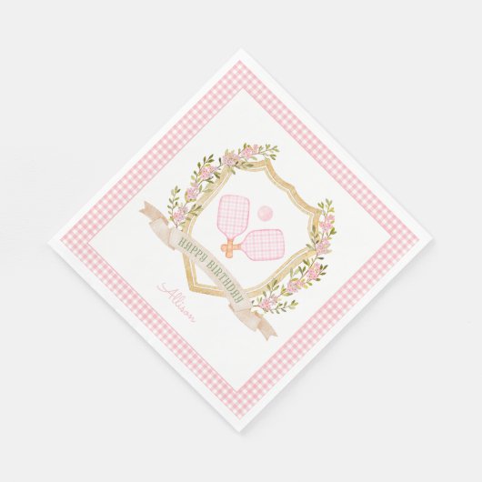 ピンク名門私立校風のピックボール |ハッピーバースデー スタンダードランチョンナプキン (角)