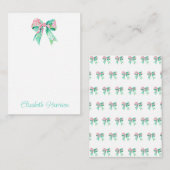 ピンク名門私立校風のフローラボーパーソナライズされたド エンクロージャーカード (正面/裏面)