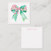 ピンク名門私立校風のフローラボーパーソナライズされたド ノートカード (正面/裏面)