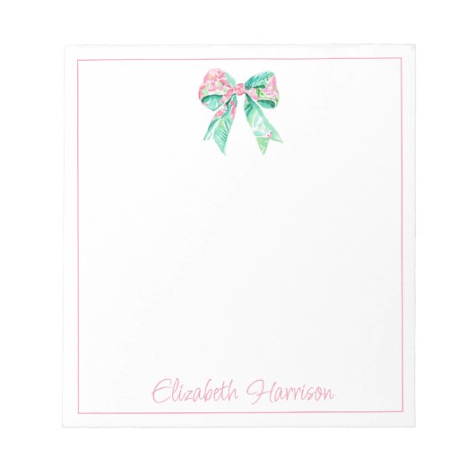 ピンク名門私立校風のフローラボーパーソナライズされたド ノートパッド (正面)