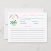 ピンク名門私立校風のブルーオーキッドブライダルシャワーレシピカード 招待状 (正面)