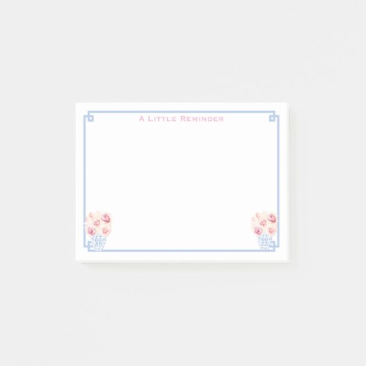 ピンク名門私立校風のブルーギリシャ鍵ジンジャージャパーソナライズされたー ポストイット (正面)