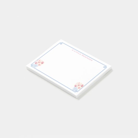 ピンク名門私立校風のブルーギリシャ鍵ジンジャージャパーソナライズされたー ポストイット (アングル)