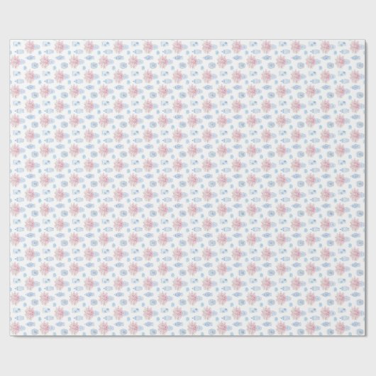 ピンク名門私立校風のブルーホワイトジンジャージャー中国の陶器 ラッピングペーパー (フラット)