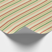 ピンク名門私立校風のミントグリーンクリスマスカラフルストライプ ラッピングペーパー (角)