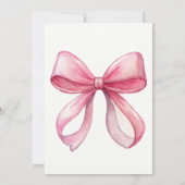 ピンク名門私立校風のリボンのレース女の子の赤ちゃんシャワー 招待状 (裏面)