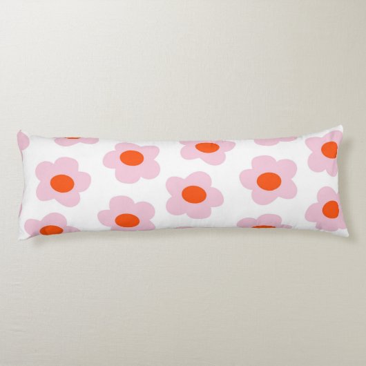 ピンク名門私立校風のレッドフローラシンプル花柄 ボディピロー (裏面)