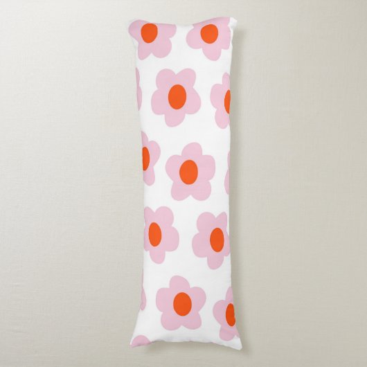 ピンク名門私立校風のレッドフローラシンプル花柄 ボディピロー (正面縦)