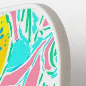 ピンク名門私立校風のレモンパターン ピックルボールラケット (左詳細)