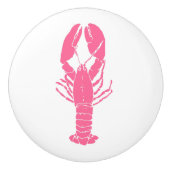 ピンク名門私立校風のロブスターオンホワイト セラミックノブ (正面)