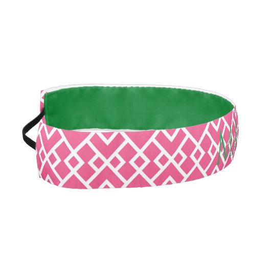 ピンク名門私立校風の幾何学模様、コケット アスレチックヘッドバンド (左)