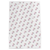 ピンク名門私立校風の自転車サマーおもしろいバケーションモード ミディアムペーパーバッグ (裏面)