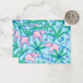 ピンク名門私立校風の象 ノートカード (正面/裏面インサイチュ)