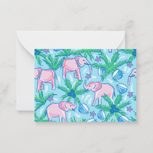 ピンク名門私立校風の象 ノートカード (裏面)