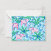 ピンク名門私立校風の象 ノートカード (正面)