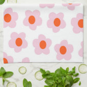 ピンク名門私立校風の赤ヒッピー花柄 キッチンタオル (折り畳み)