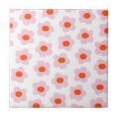 ピンク名門私立校風の赤ヒッピー花柄 タイル (正面)