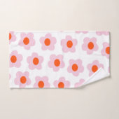 ピンク名門私立校風の赤ヒッピー花柄 バスタオルセット (ハンドタオル)