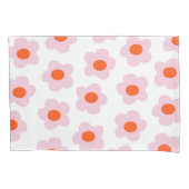 ピンク名門私立校風の赤ヒッピー花柄 枕カバー (正面)