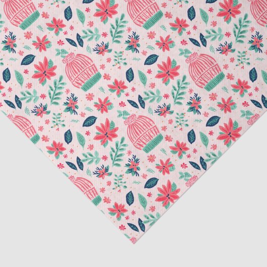 ピンク名門私立校風の&グリーンクリスマススキーキャップ 薄葉紙 (詳細)