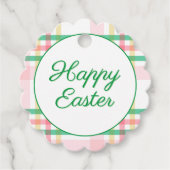 ピンク名門私立校風の&グリーンプレイドハッピーイースター フェイバータグ (正面)