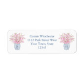 ピンク名門私立校風の&ダークブルージンジャージャー差出人住所 ラベル (正面)