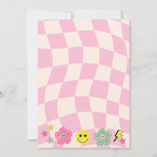 ピンク名門私立校風のY2Kスリープオーバーハッピー顔誕生日 招待状 (裏面)