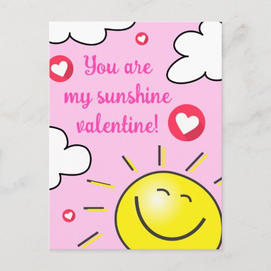 ピンク君は私のサンシャインハッピーバレンタインデー シーズンポストカード (正面)