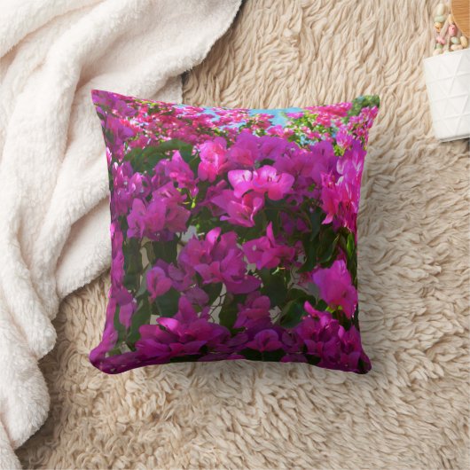 ピンク咲きブーゲンビリア花クッション クッション (ブランケット)