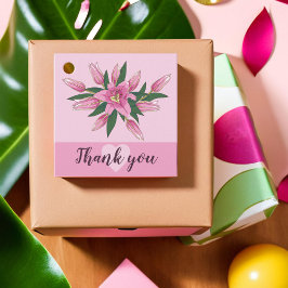 ピンク咲きユリありがとう/ようこそ フェイバータグ