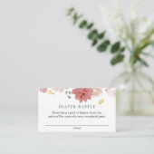 ピンク咲き花おむつラッフルベビーシャワー エンクロージャーカード (スタンド正面)