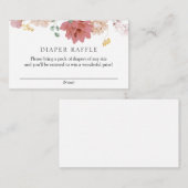 ピンク咲き花おむつラッフルベビーシャワー エンクロージャーカード (正面/裏面)