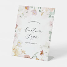 ピンク咲き花カスタム文字標識