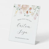 ピンク咲き花カスタム文字標識 台座サイン (正面)