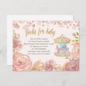 ピンク回転木馬グリッターベビーカード用ブック ポストカード (正面/裏面)