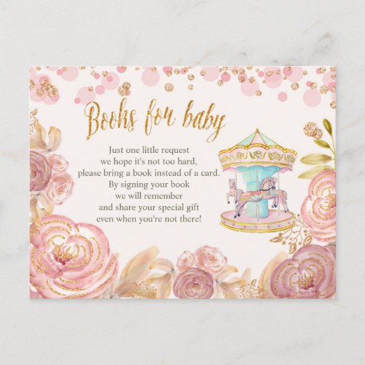 ピンク回転木馬グリッターベビーカード用ブック ポストカード (正面)